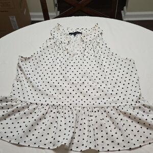 Tommy Hilfiger White and Black Polka Dot Blouse
